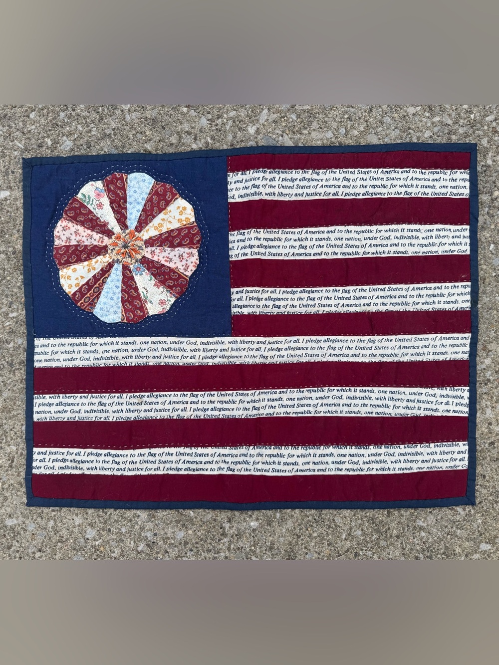 Patriotic Fabric Wall Art Banner in Navy, Red, and White